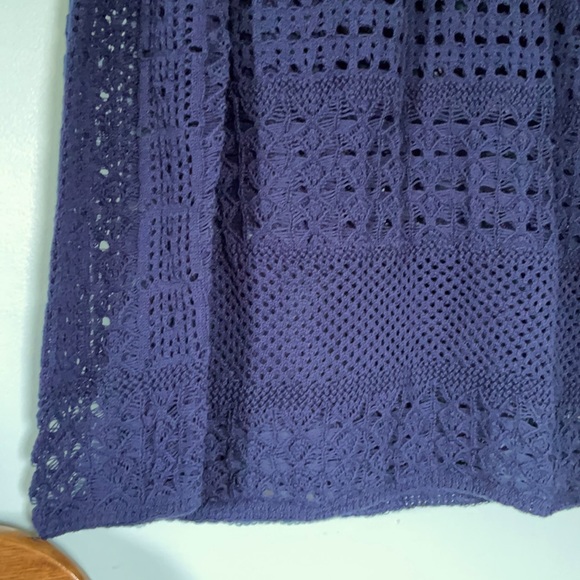 Lucky Brand navy blue open knit crew sweater NWT - Picture 3 of 12